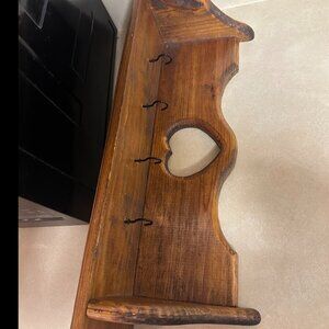 Mid-Century Modern Heart Cutout Shelf - Vintage Wooden